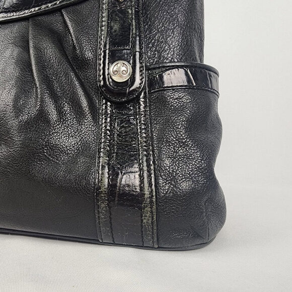Brighton Black Leather Croc Print Tote Purse - Picture 3 of 15